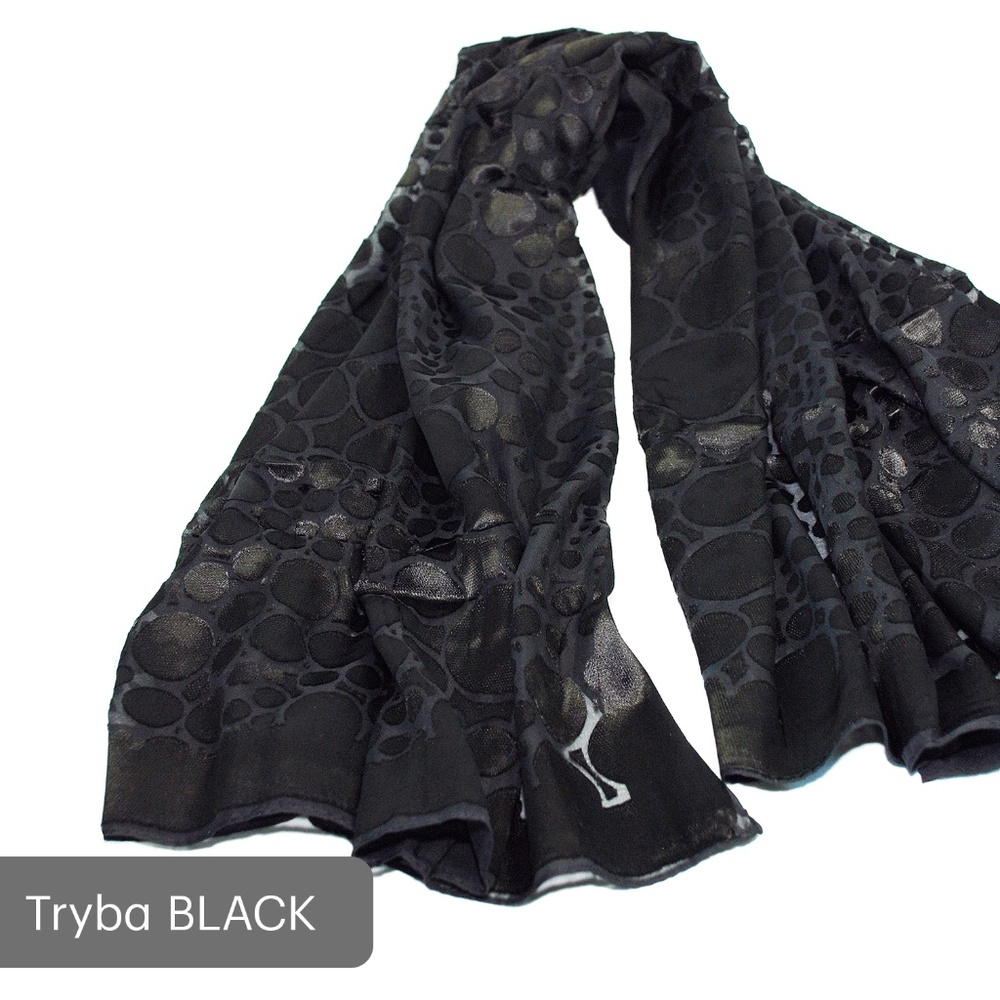 Tryba Black Velvet Polka Scarf
